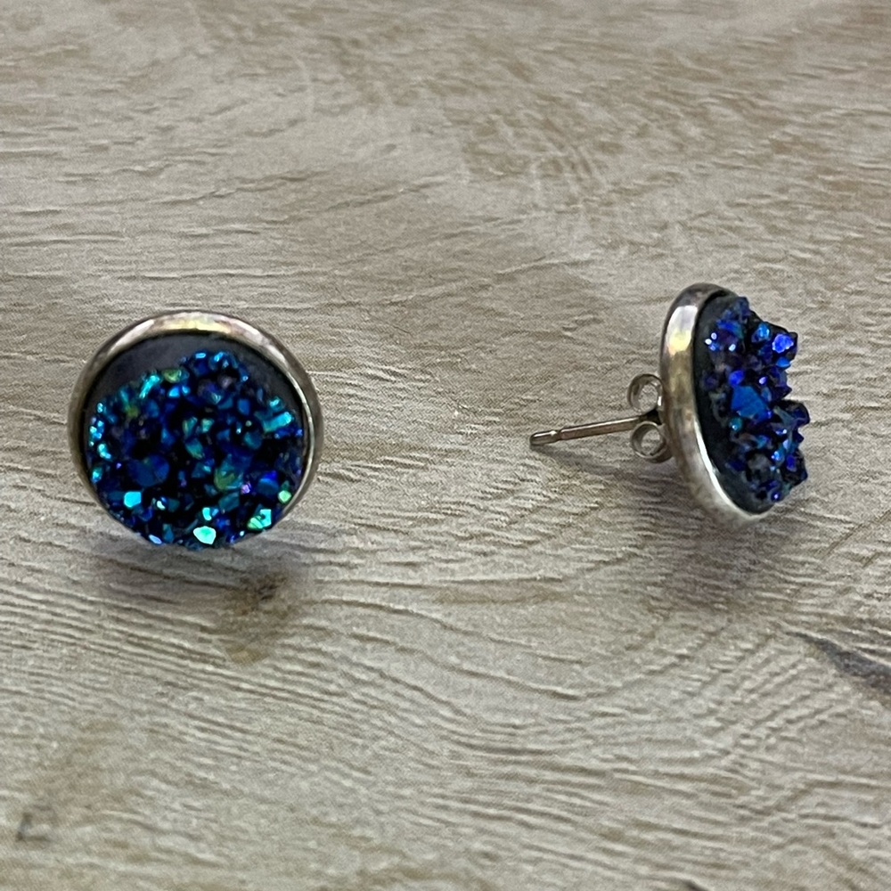Blue Druzy Earrings